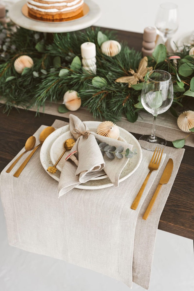 Light Grey Linen Napkins: Christmas, Holiday Wedding Dining Table, Birthday. Dinner, Cocktail Cloth Napkin
