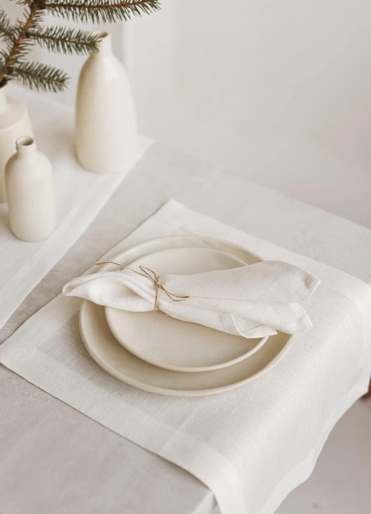 Natural linen Christmas, holiday napkins. Thanksgiving, wedding, birthday party large dinner