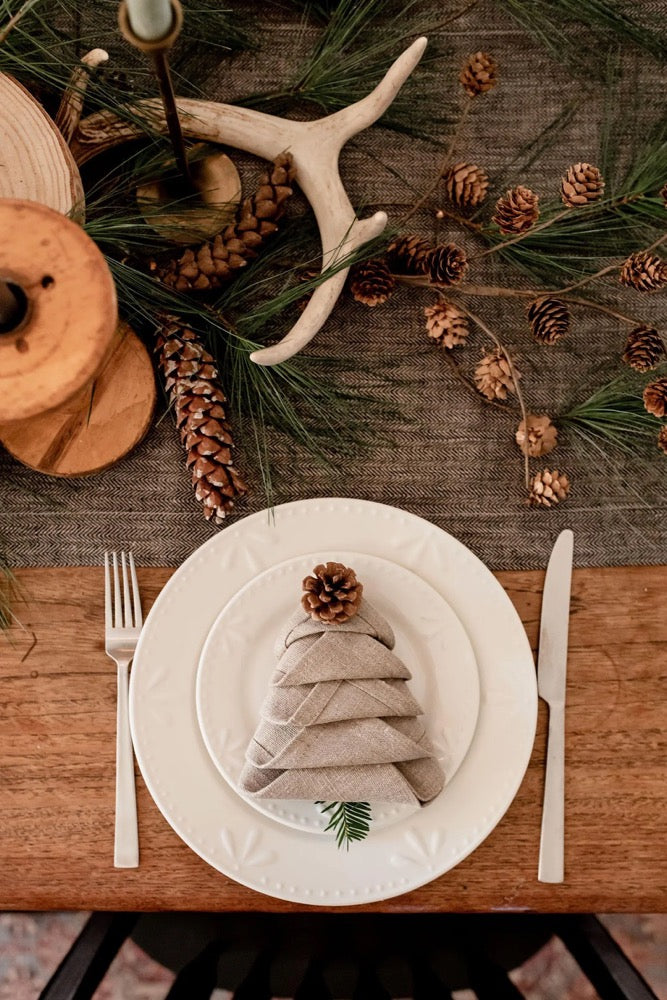 Linen Napkins: Netural Linen Holiday, Christmas, Thanksgiving Dinner, Wedding Table Decor