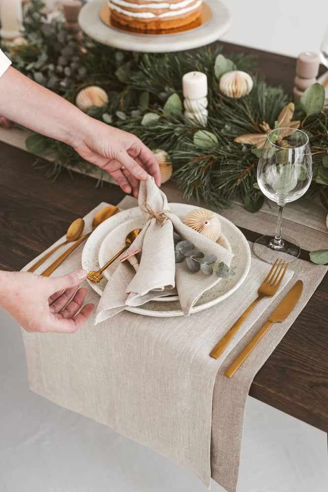 Light Grey Linen Napkins: Christmas, Holiday Wedding Dining Table, Birthday. Dinner, Cocktail Cloth Napkin