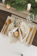 Light grey linen holiday, Christmas napkins. Dinner cloth napkin set for Thanksgiving, farmhouse