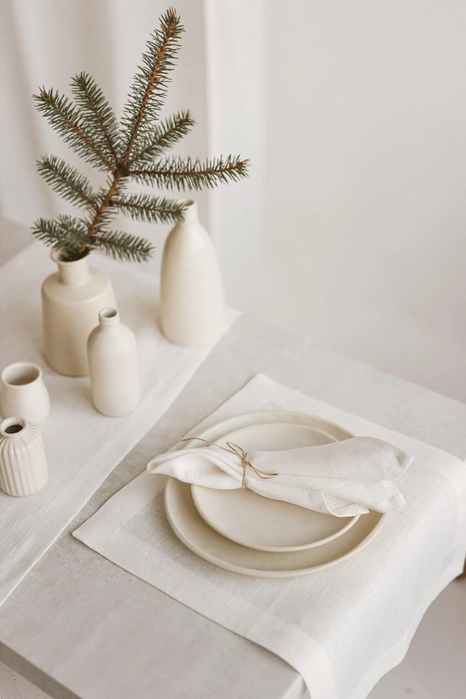 Natural linen Christmas, holiday napkins. Thanksgiving, wedding, birthday party large dinner